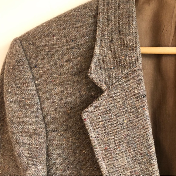 VNTG Levis WOOL Blazer Sport Dress Coat Jacket Two Button Brown Tweed 40R - Picture 4 of 15